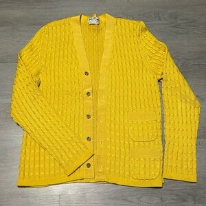 Salvatore Ferragamo Yellow Button-Up Cardigan